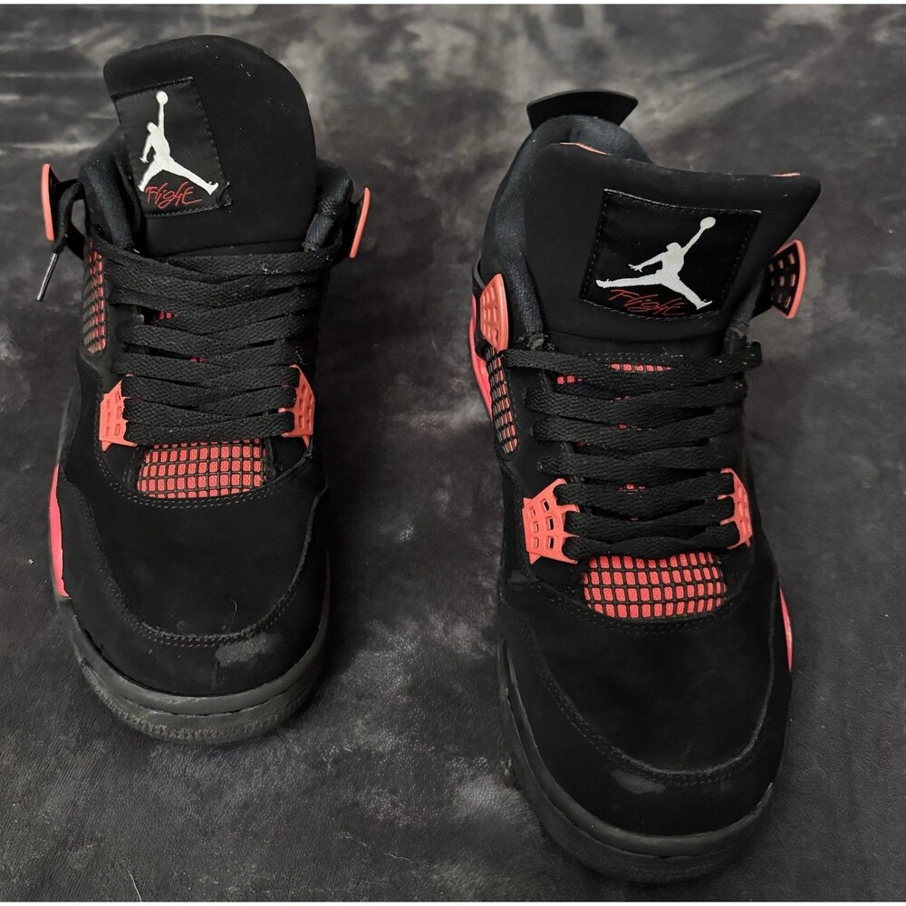 Size 10.5 - Nike Air Jordan 4 Retro-Mid Red Thunder-Fair Condition - Picture 2 of 6